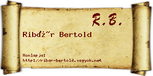 Ribár Bertold névjegykártya